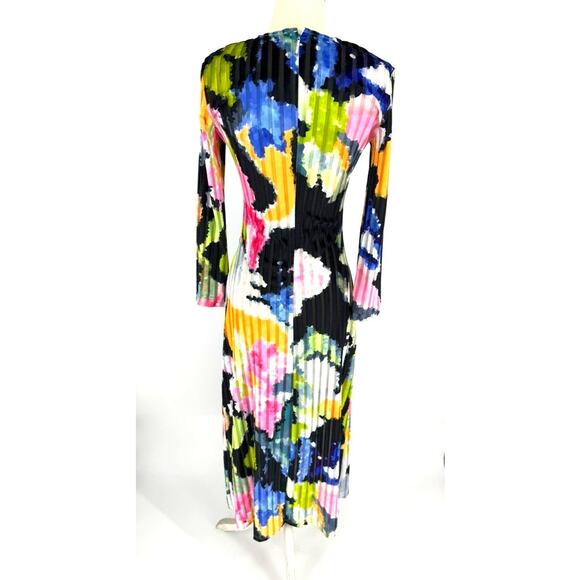 STINE GOYA Dress Blackley Pleated Midi in Artistic Floral Velvet Size XS - Picture 3 of 6